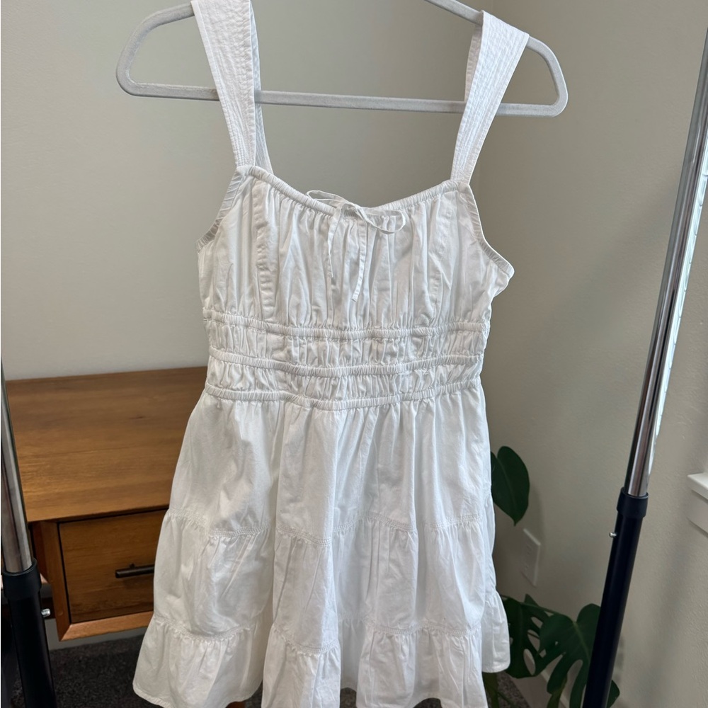 Sunday Best White Smocked Waist Tiered Dress